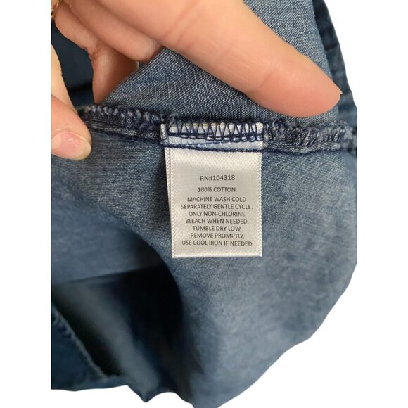 y2k Blue Denim Tie Front Denim Ruffle Mini Dress Small - Picture 5 of 5